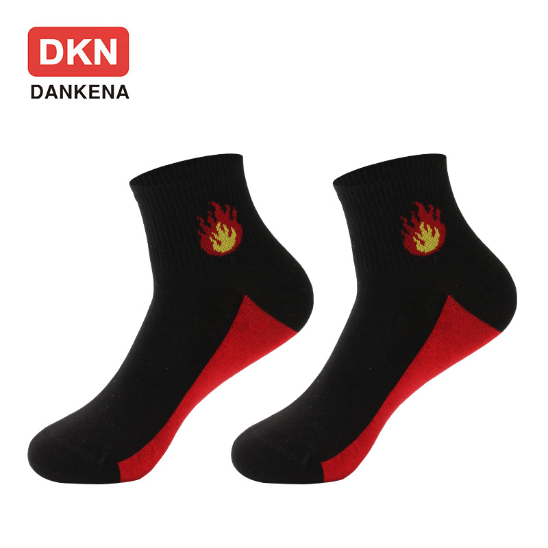 DANKENA 10 Pairs Flame Couples Socks Cotton Soft Comfortable Ankle Socks